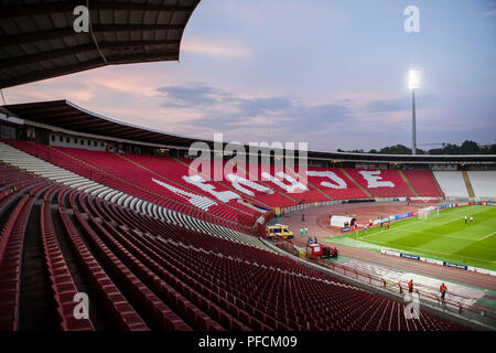 A Belgrado, in Serbia. A Belgrado, in Serbia. 21 Agosto, 2018. 21 agosto 2018, Rajko Miti&#x107; Stadium, Belgrado, Serbia; la UEFA Champions League il qualificatore prima gamba, Stella Rossa Belgrado contro la Red Bull Salisburgo; vista generale del RAjko Mitic Stadium Credit: Azione Plus immagini di sport/Alamy Live News Credit: Azione Plus immagini di sport/Alamy Live News Foto Stock