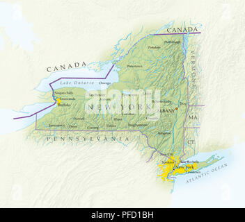 Mappa dello stato di New York, close-up Foto Stock