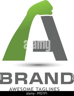 Una lettera con il logo a mano, elegante lettera una palestra logo, lettera di un logo, elegante concept per il logo in ordine alfabetico i concetti di progettazione. forte lettera di un logo Illustrazione Vettoriale