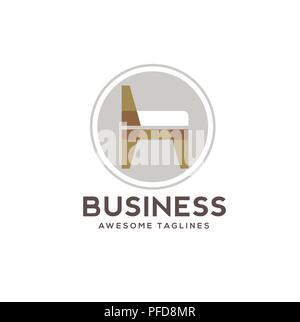 Sedia moderna mobili per la casa logo, sedia mobili segno del vettore, stile lineare il pittogramma Simbolo, illustrazione del logo. Corsa modificabile Illustrazione Vettoriale