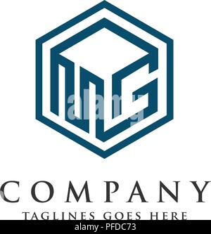 Lettera di MG con logo 3d design quadrato illustrazione vettoriale modello, lettera h vettore logo, creative lettera H lettera logo Illustrazione Vettoriale