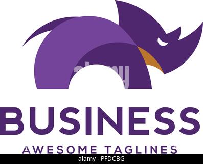 Creative Rhino logo a colori, il logo animali, animale logo collection, elementi di identità del marchio, poco rhino logo a colori Illustrazione Vettoriale