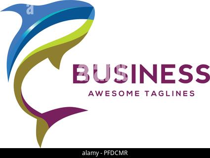 Il logo di pesce modello. Creative pesce squalo template vettoriale , pesca logo del club o la pesca online shop. Icona del pesce con posto per il testo. Illustrazione Vettoriale