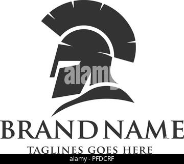 Casco Spartan logo, antiquariato guerriero spartano casco disegno vettoriale Illustrazione Vettoriale