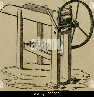 . Catalogo descrittivo di orticoltura e di attrezzi agricoli e gli strumenti e il campo e giardino semi : con brevi indicazioni per la semina, la semina e la cultura e le norme di applicazione del guano, calce, gesso, osso-polvere e altri concimi. Anche un elenco di scelta di alberi da frutto con le indicazioni per la semina e la cultura con una descrizione delle migliori razze di animali domestici, e il miglior tempo e modo di trasporto a sud. Attrezzi Agricoli; macchine agricole; attrezzature agricole; l'agricoltura. Stevens' paglia a spirale fresa.-(Fig- 34). Questo è il miglior cutter per fieno e s Foto Stock