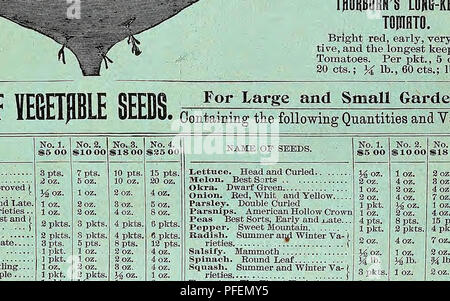 . Catalogo descrittivo di verdure, fiori e semi di fattoria. Vivai (orticoltura); vivaio; semi; lampadine (piante); GIARDINAGGIO; attrezzature e forniture; biancheria piante; Weeber &AMP; Don. . Asparagi palmetto. Il Palmetto. Il mer- sua di questa nuova varietà consistono nella sua precocità, produttività e qualità di spedizione. In questi punti si supera qualsiasi altra specie coltivate. Per pkt., 10 cts.; oz., 20 cts.; M lb., 60 cts.; 1 lb., $2.00. La Coaaver colossale. La larg- nuova boccola. Lima. Enormemente la produttività, il cuscinetto in modo continuo per tutta l'estate fino ucciso da est e più prolifica ; molto Foto Stock