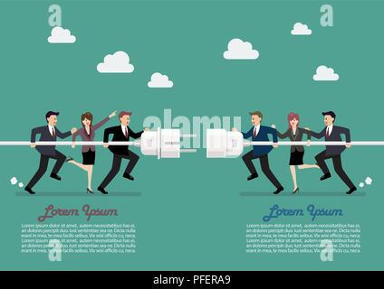 Imprenditori attesa collegamento spina e presa in mano una infografica. Illustrazione Vettoriale Illustrazione Vettoriale