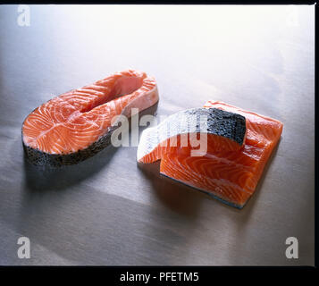 Salmone fresco bistecca e freschi di filetti di salmone Foto Stock