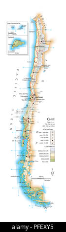 Mappa del Cile Foto Stock