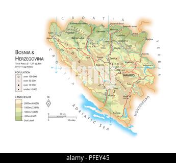 Mappa di Bosnia ed Erzegovina Foto Stock