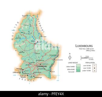 Mappa di Lussemburgo Foto Stock