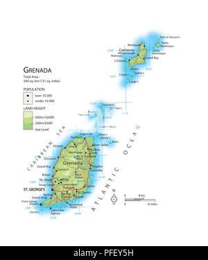 Mappa di Grenada Foto Stock