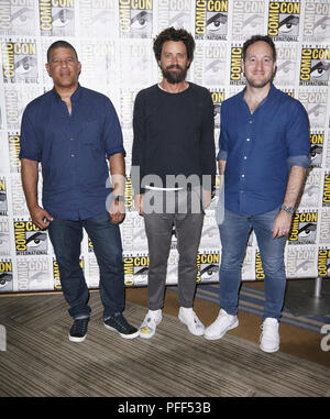 2018 San Diego Comic Con - 'Uomo Ragno: nell'Spider-Verse' - Photocall con: Bob Persichetti, Peter Ramsey, Rodney Rothman dove: San Diego, California, Stati Uniti quando: 20 lug 2018 Credit: Tony Forte/WENN Foto Stock