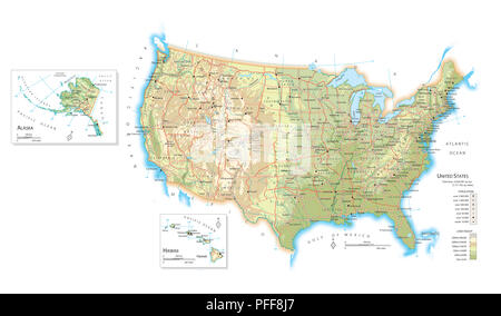 Mappa degli Stati Uniti d'America Foto Stock