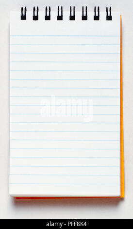 Blocco note a spirale con vuoto, carta rigata Foto Stock
