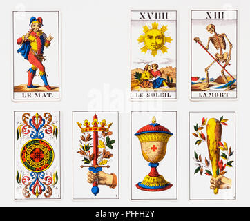 In Tarot, la morte non è l'ultima scheda ma segna una transizione da uno stato all'altro. (Anche altre sei carte dei Tarocchi) Foto Stock