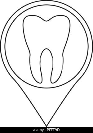Line art in bianco e nero dental clinic mappa segno Illustrazione Vettoriale