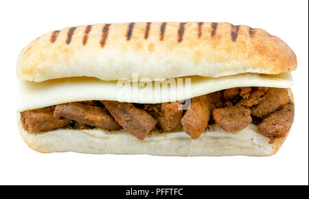 Piccante di carne e formaggio panini isolato su un fondo bianco Foto Stock