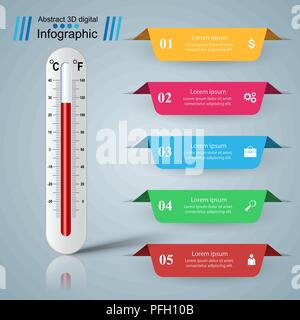 Termometro infographics business. Icona della salute. Illustrazione Vettoriale