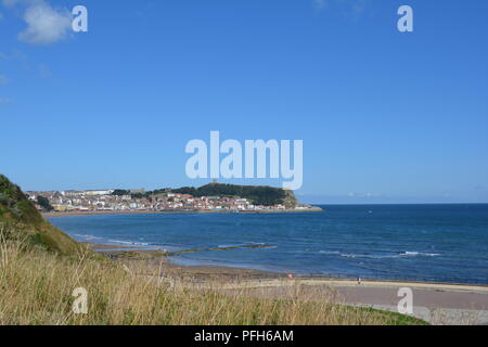 Pomeriggio Passeggiata a Filey spiaggia in luglio. Foto Stock