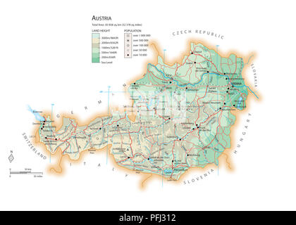 Mappa di Austria Foto Stock