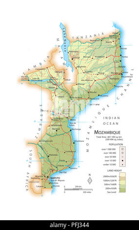 Mappa di Mozambico Foto Stock