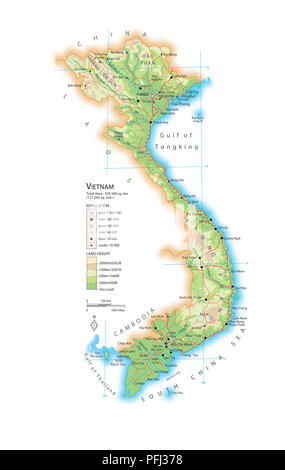 Mappa di Vietnam Foto Stock