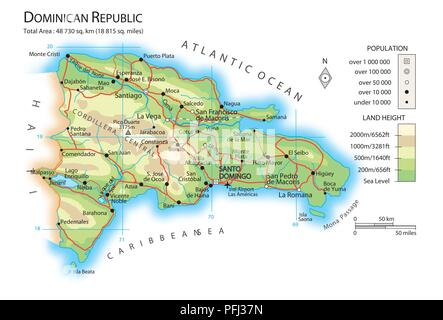 Mappa di Repubblica Dominicana Foto Stock