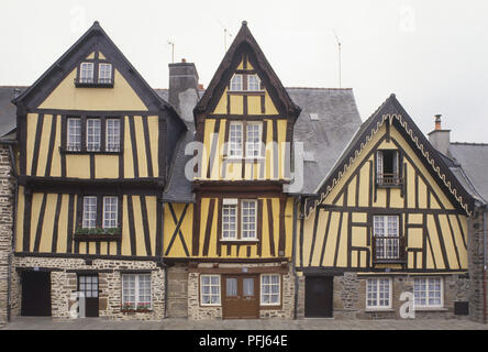 Francia, Bretagna, Fougeres, semi-case con travi di legno Foto Stock