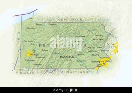 Mappa di Pennsylvania, close-up Foto Stock