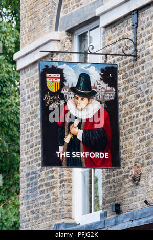 Pub segno per il Sekforde di Clerkenwell. In precedenza il Sekforde bracci. Foto Stock