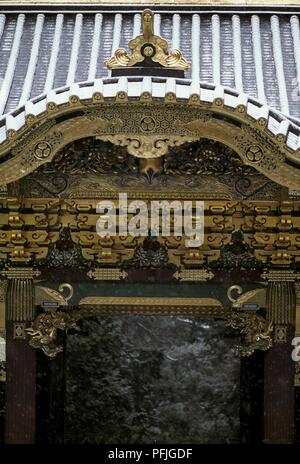 Giappone, Tochigi, Nikko, Tosho-gu il Sacrario, facciata dettaglio Foto Stock