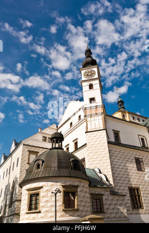Pardubice, Czech republic, castle or zamek with the clock tower Foto Stock