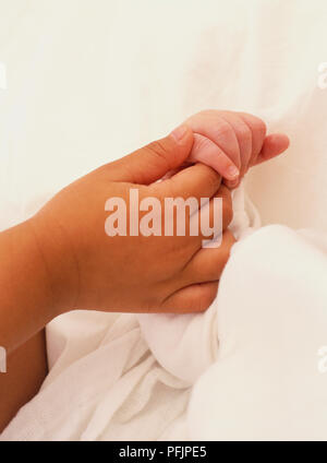 Bambini Bambino tenendo la mano, close up Foto Stock