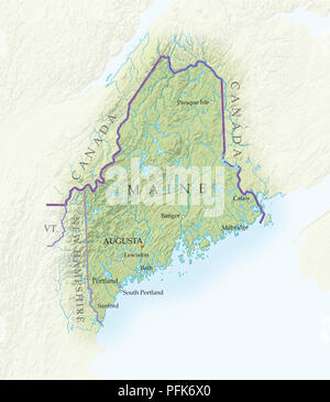 Mappa del Maine, close-up Foto Stock