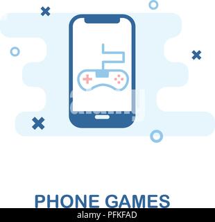 Giochi di telefono icona creativi. Elemento di semplice illustrazione. Giochi di telefono concept design di simbolo da telefono cellulare raccolta. Può essere utilizzata per il web, un mobile Illustrazione Vettoriale