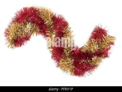 Rosso e oro tinsel banner Foto Stock