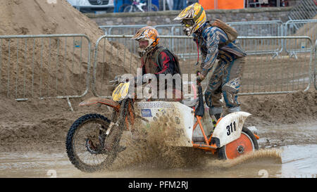 Sidecarcross partecipante Nella Weston Beach Race 2017, Weston-Super-Mare, Somerset, Inghilterra Foto Stock