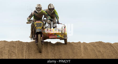 Sidecarcross partecipante Nella Weston Beach Race 2017, Weston-Super-Mare, Somerset, Inghilterra Foto Stock