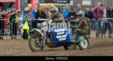 Sidecarcross partecipante Nella Weston Beach Race 2017, Weston-Super-Mare, Somerset, Inghilterra Foto Stock