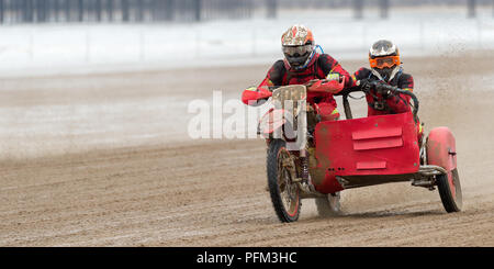 Sidecarcross partecipante Nella Weston Beach Race 2017, Weston-Super-Mare, Somerset, Inghilterra Foto Stock