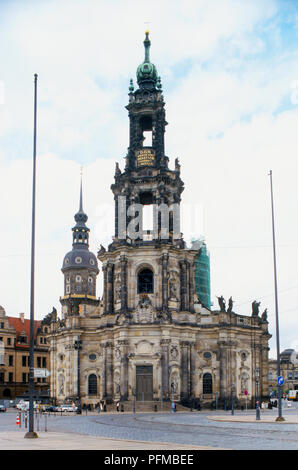 Germania, Dresda, Katholische Hofkirche, stile barocco la facciata della chiesa costruita 1738 - 1751 Foto Stock