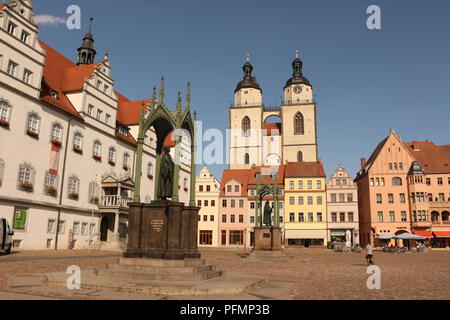 Blick auf die Altstadt von Lutherstadt-Wittenberg Foto Stock