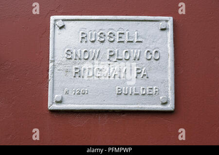 Un 1951 Russell spazzaneve in mostra presso la Grand Trunk Railroad Museum in Gorham, New Hampshire. Foto Stock