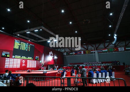 Jakarta, Indonesia. 21 Ago, 2018. Vista generale pesi : Donna 53kg a JIExpo Kemayoran Hall A durante il 2018 Jakarta Palembang giochi asiatici in Jakarta, Indonesia . Credito: Naoki Nishimura AFLO/sport/Alamy Live News Foto Stock