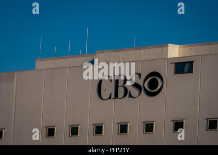 Los Angeles, California, USA, Agosto 20, 2018: CBS logo su un edificio di Los Angeles in California Foto Stock