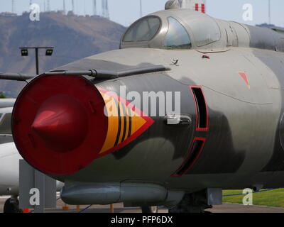 Vista posteriore del Sukhoi Su-22, una variabile sovietico-sweep wing caccia bombardiere dal peruviano Air Force - FAP. Credito: Fotoholica Press Agency/Alamy Foto Stock