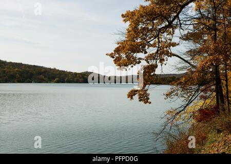 Stati Uniti d'America, Connecticut, Litchfield boscose colline che circondano il lago Waramaug Foto Stock