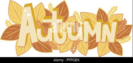 Autunno lettering. Elementi per gli inviti, poster, biglietti di auguri i migliori auguri di Buon Natale Illustrazione Vettoriale