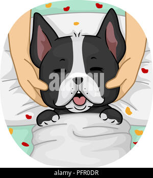 Illustrazione di un cane mascotte avente un massaggio Foto Stock